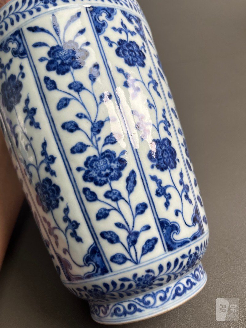 清乾隆  青花花卉纹棒槌瓶 - 图22